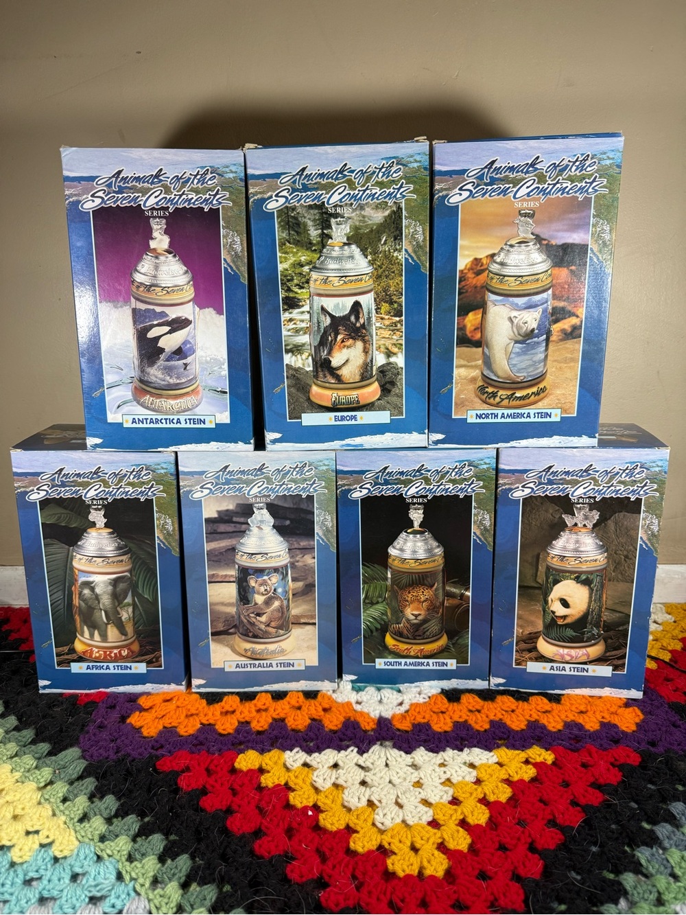 Animals of the Seven Continents Complete Set of 7 Decorative Stein Collection